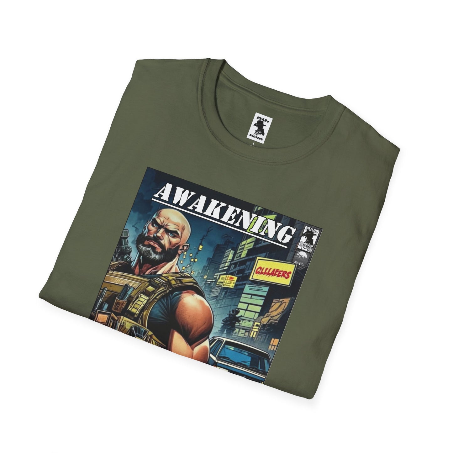 Awakening Graphic Unisex Softstyle T-Shirt - Bold Comic Style Design