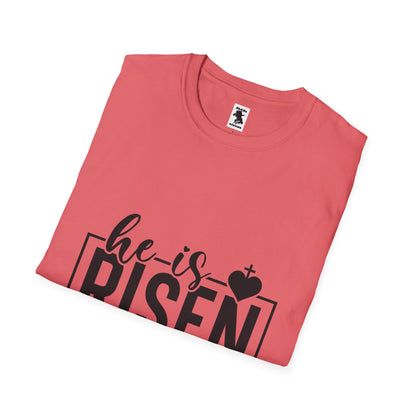 He Is Risen Unisex Softstyle T-Shirt - Faith Inspired Design for Easter Celebrations