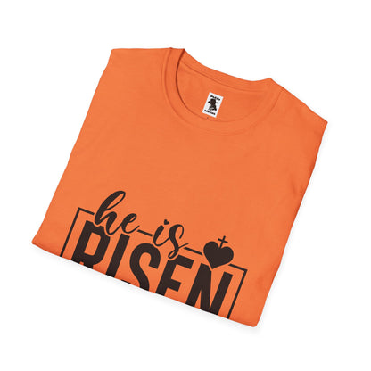 He Is Risen Unisex Softstyle T-Shirt - Faith Inspired Design for Easter Celebrations