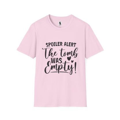 'Spoiler Alert: The Tomb Was Empty' Unisex Softstyle T-Shirt - Perfect for Easter and Celebrations!