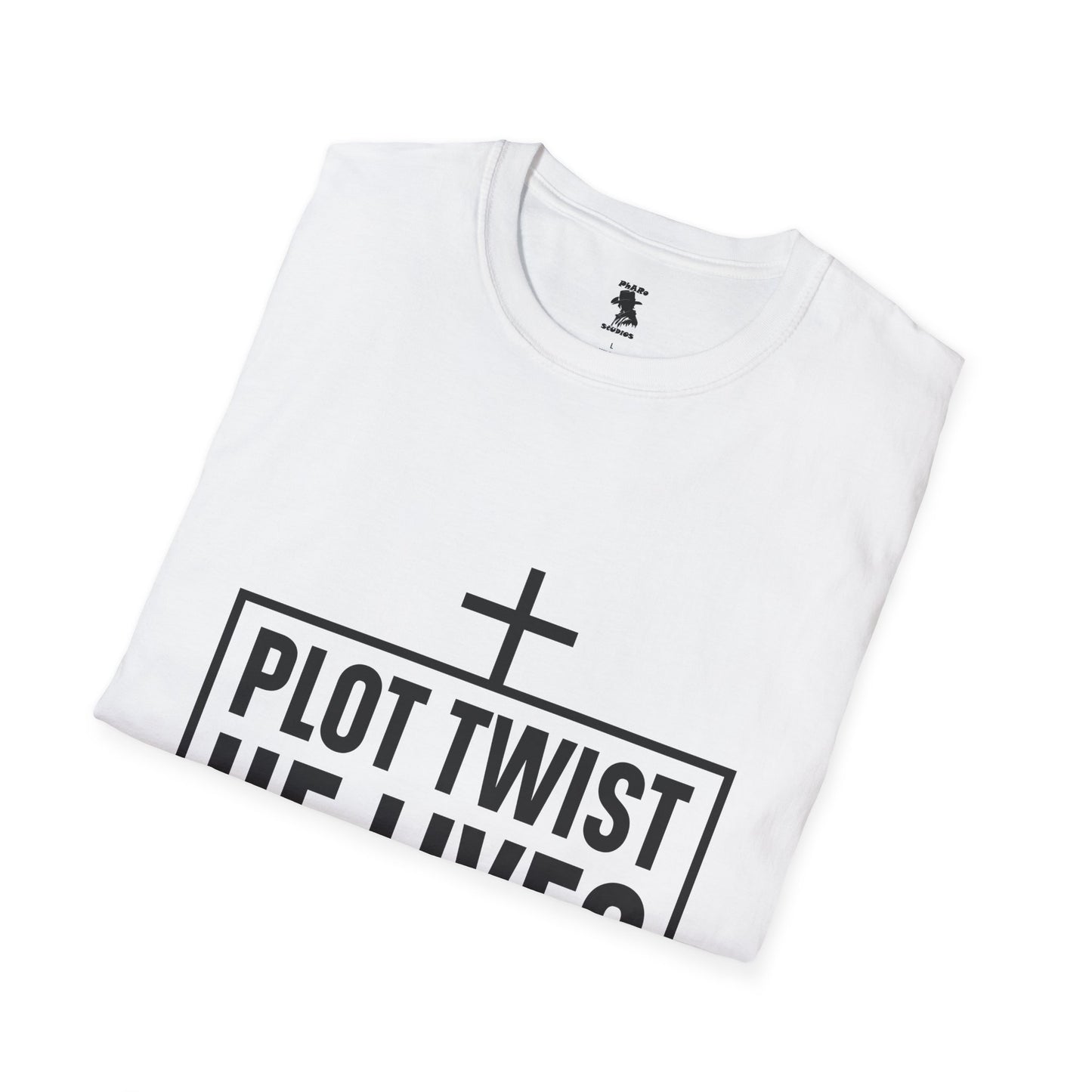 Unisex Softstyle T-Shirt - 'Plot Twist He Lives' Inspirational Faith Shirt