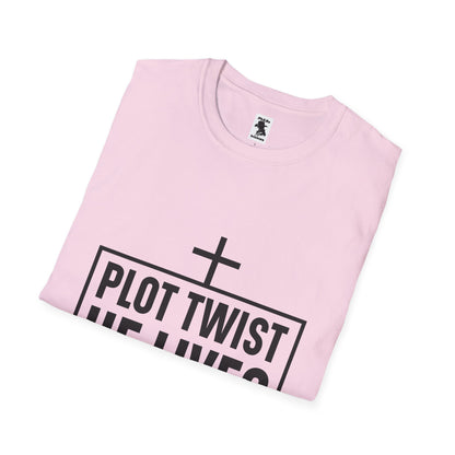 Unisex Softstyle T-Shirt - 'Plot Twist He Lives' Inspirational Faith Shirt