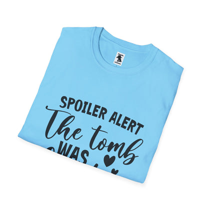 'Spoiler Alert: The Tomb Was Empty' Unisex Softstyle T-Shirt - Perfect for Easter and Celebrations!