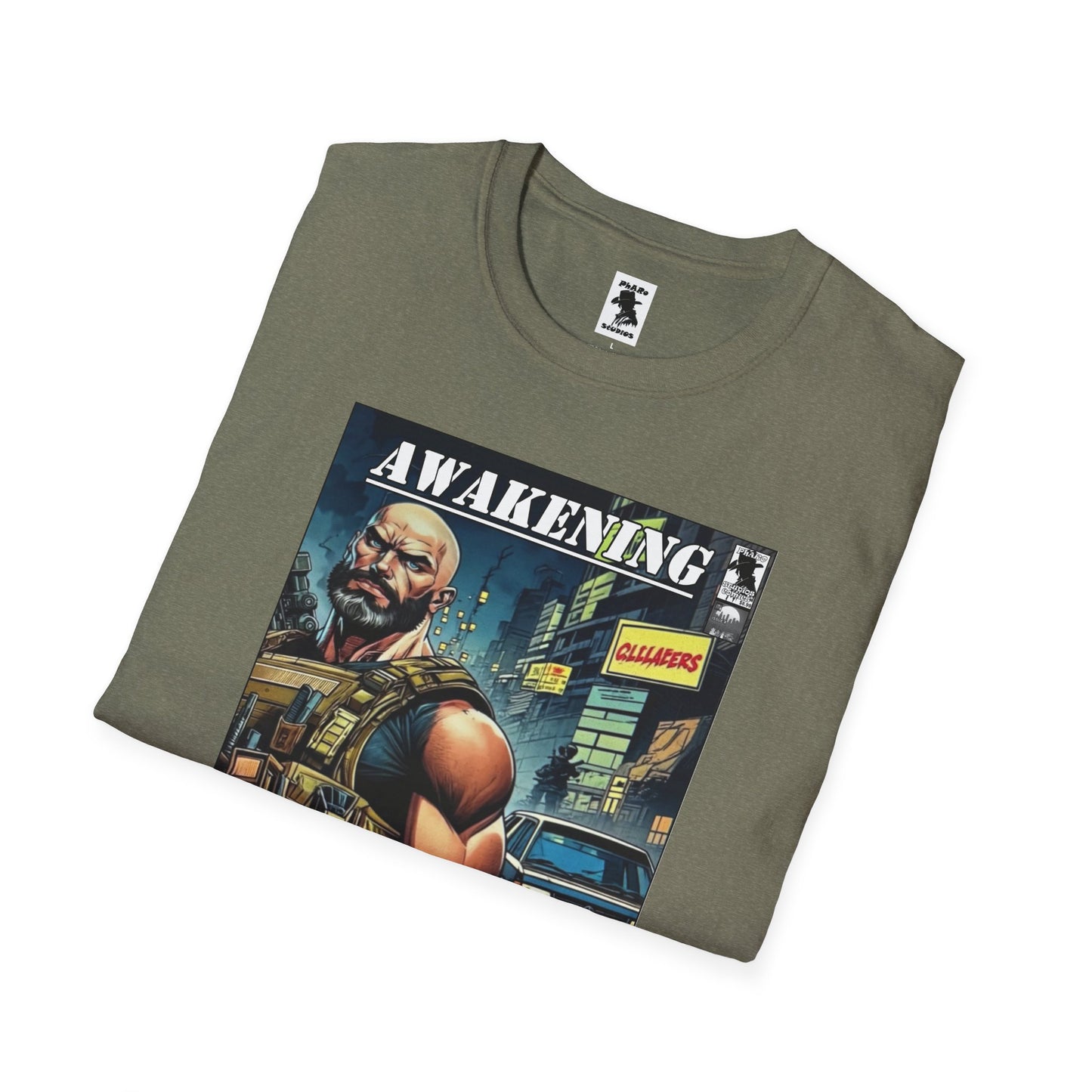 Awakening Graphic Unisex Softstyle T-Shirt - Bold Comic Style Design