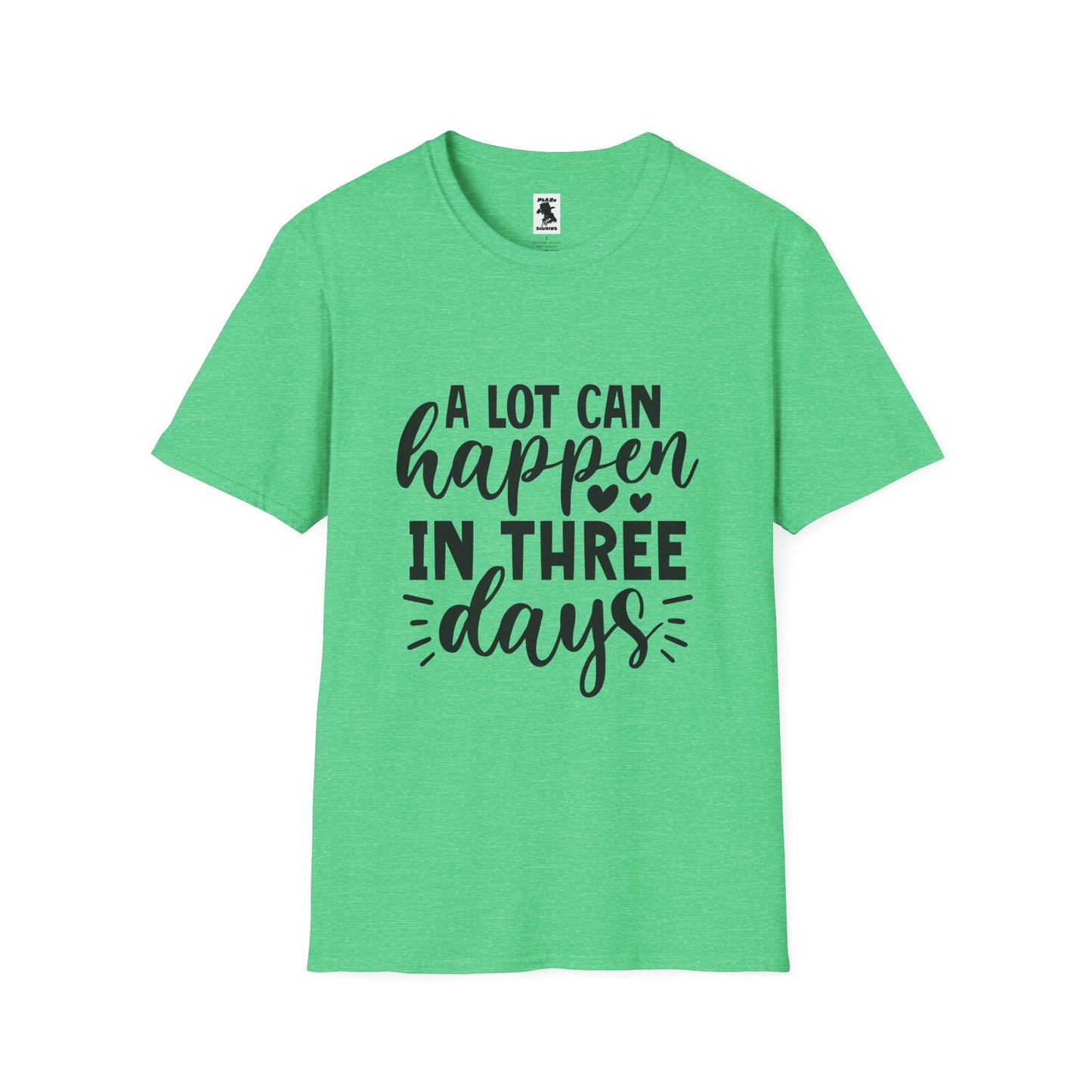 Inspirational Unisex Softstyle T-Shirt - 'A Lot Can Happen in Three Days'