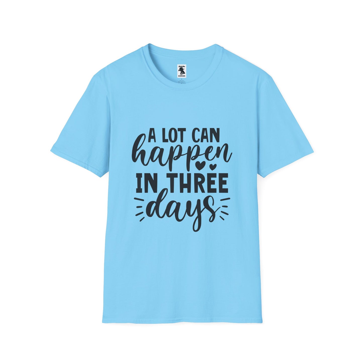 Inspirational Unisex Softstyle T-Shirt - 'A Lot Can Happen in Three Days'