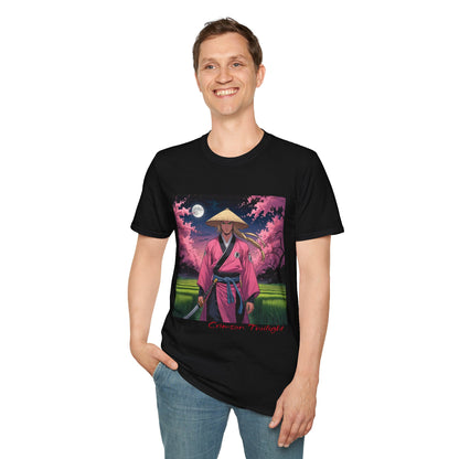 Crimson Twilight Samurai T-Shirt | Unisex Softstyle Tee for Anime Fans