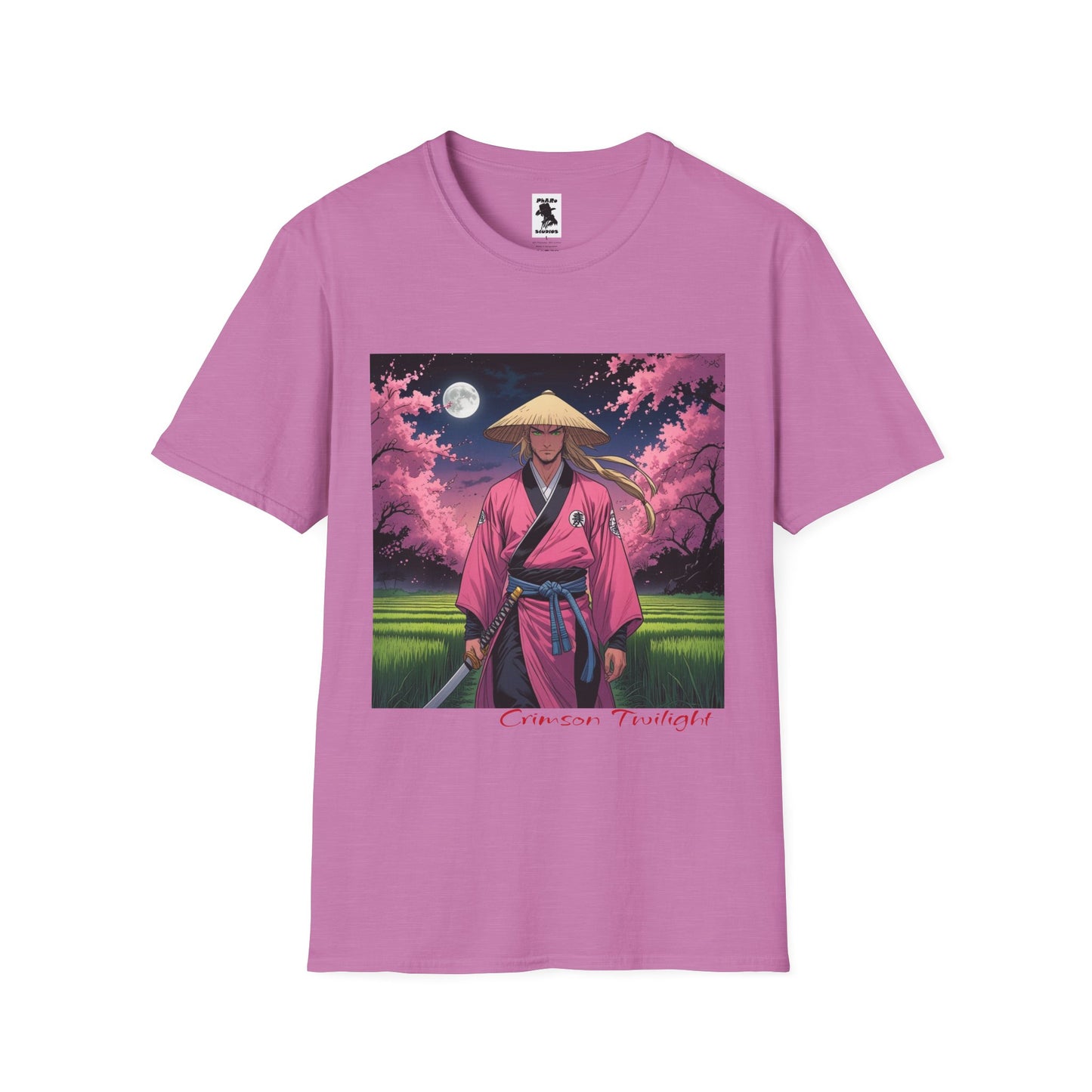 Crimson Twilight Samurai T-Shirt | Unisex Softstyle Tee for Anime Fans