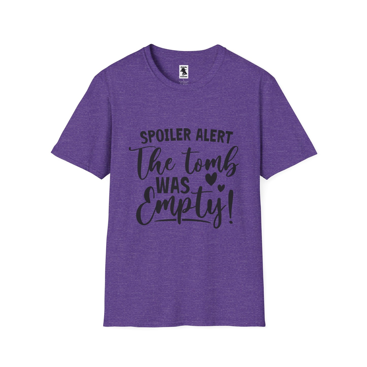 'Spoiler Alert: The Tomb Was Empty' Unisex Softstyle T-Shirt - Perfect for Easter and Celebrations!