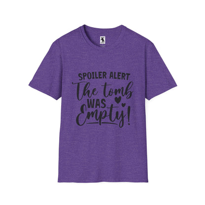 'Spoiler Alert: The Tomb Was Empty' Unisex Softstyle T-Shirt - Perfect for Easter and Celebrations!