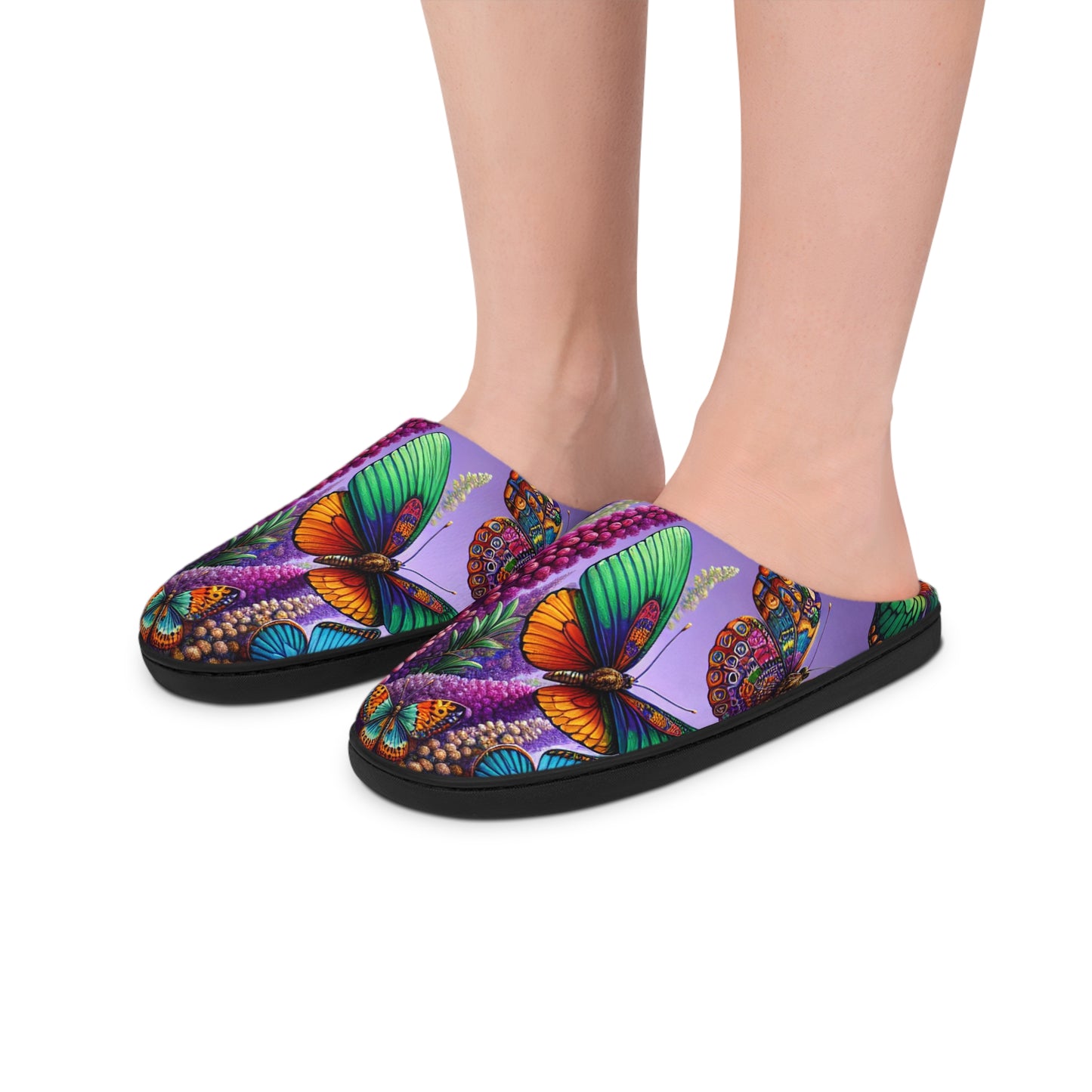 Vibrant Butterfly Indoor Slippers for Women - Cozy Floral Home Footwear