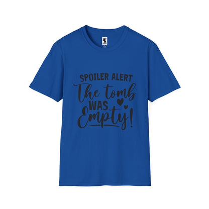 'Spoiler Alert: The Tomb Was Empty' Unisex Softstyle T-Shirt - Perfect for Easter and Celebrations!