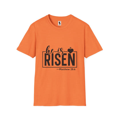 He Is Risen Unisex Softstyle T-Shirt - Faith Inspired Design for Easter Celebrations