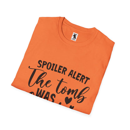 'Spoiler Alert: The Tomb Was Empty' Unisex Softstyle T-Shirt - Perfect for Easter and Celebrations!