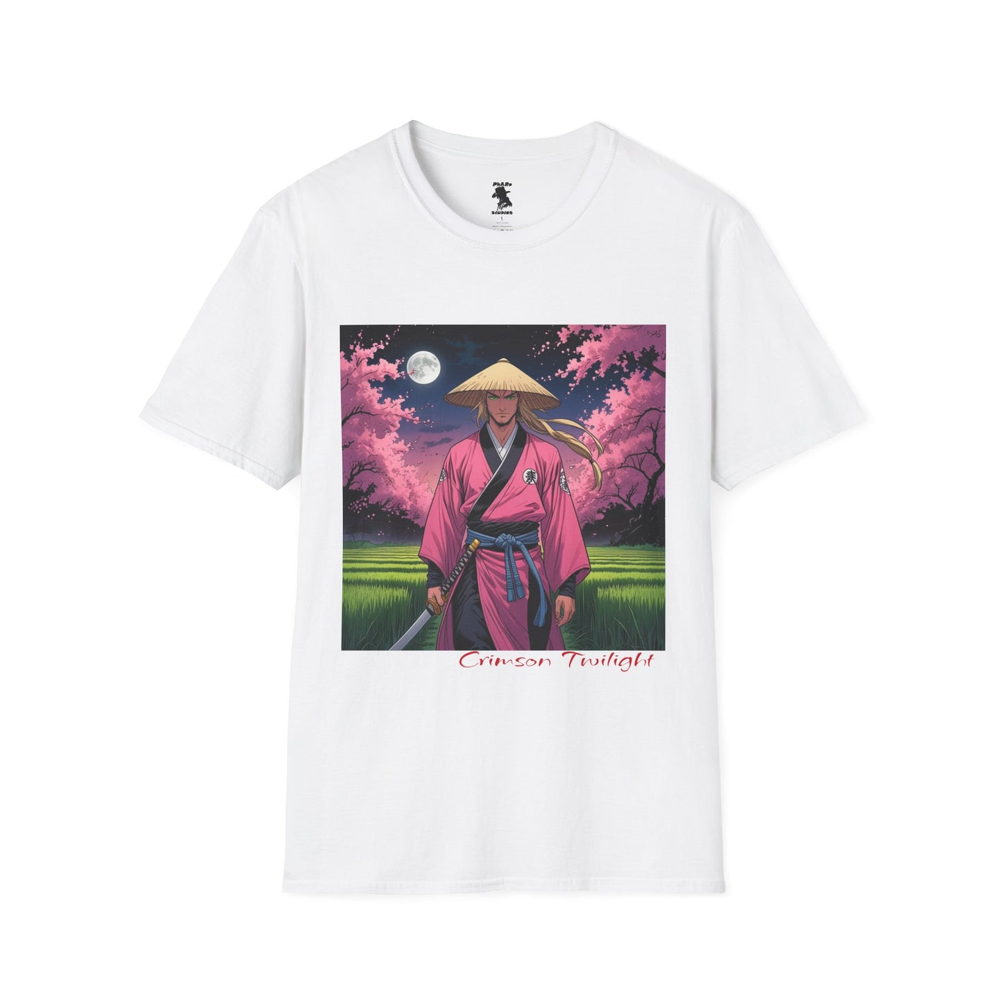 Crimson Twilight Samurai T-Shirt | Unisex Softstyle Tee for Anime Fans