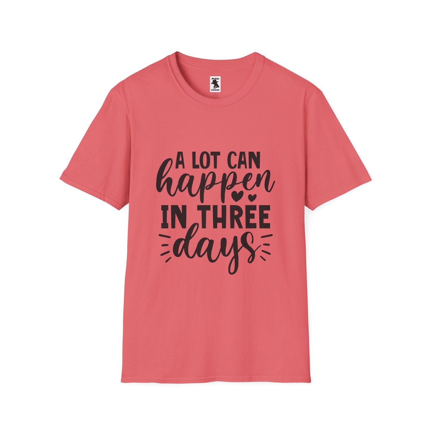 Inspirational Unisex Softstyle T-Shirt - 'A Lot Can Happen in Three Days'