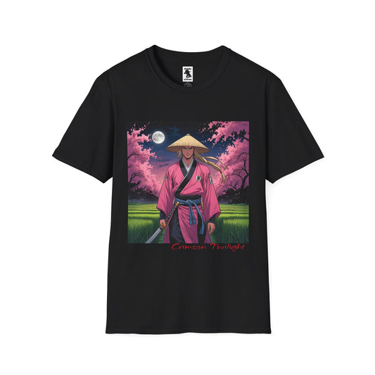 Crimson Twilight Samurai T-Shirt | Unisex Softstyle Tee for Anime Fans