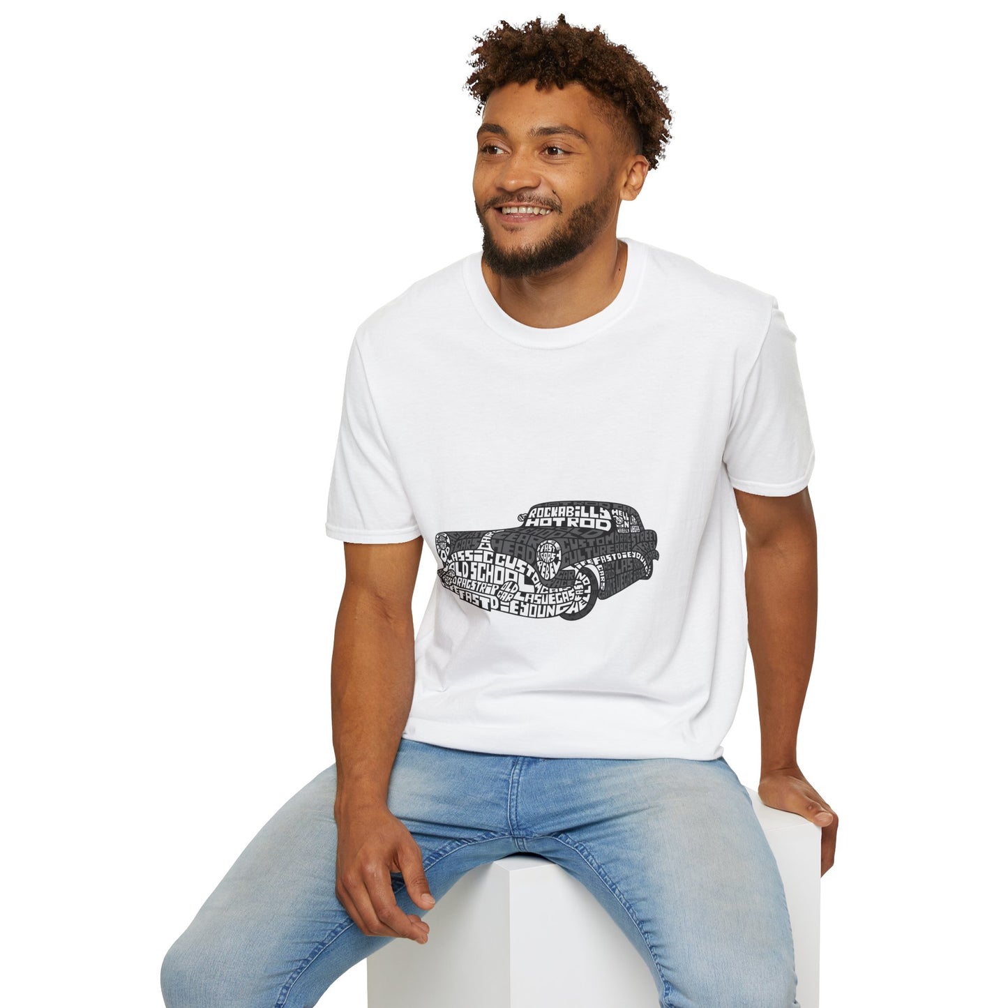 Vintage Car Graphic Unisex Softstyle T-Shirt - Retro Auto Enthusiast Tee