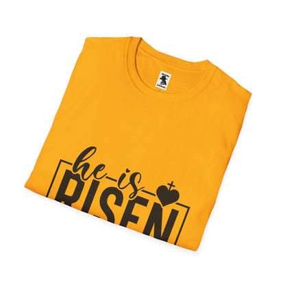 He Is Risen Unisex Softstyle T-Shirt - Faith Inspired Design for Easter Celebrations