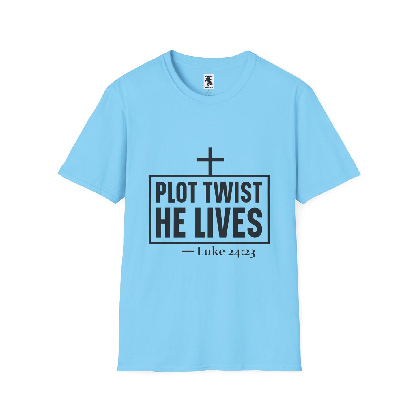 Unisex Softstyle T-Shirt - 'Plot Twist He Lives' Inspirational Faith Shirt